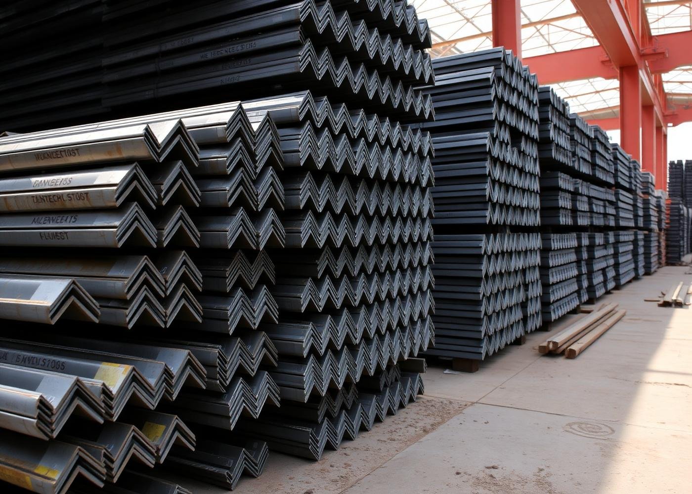 Bundles of equal steel angle bars