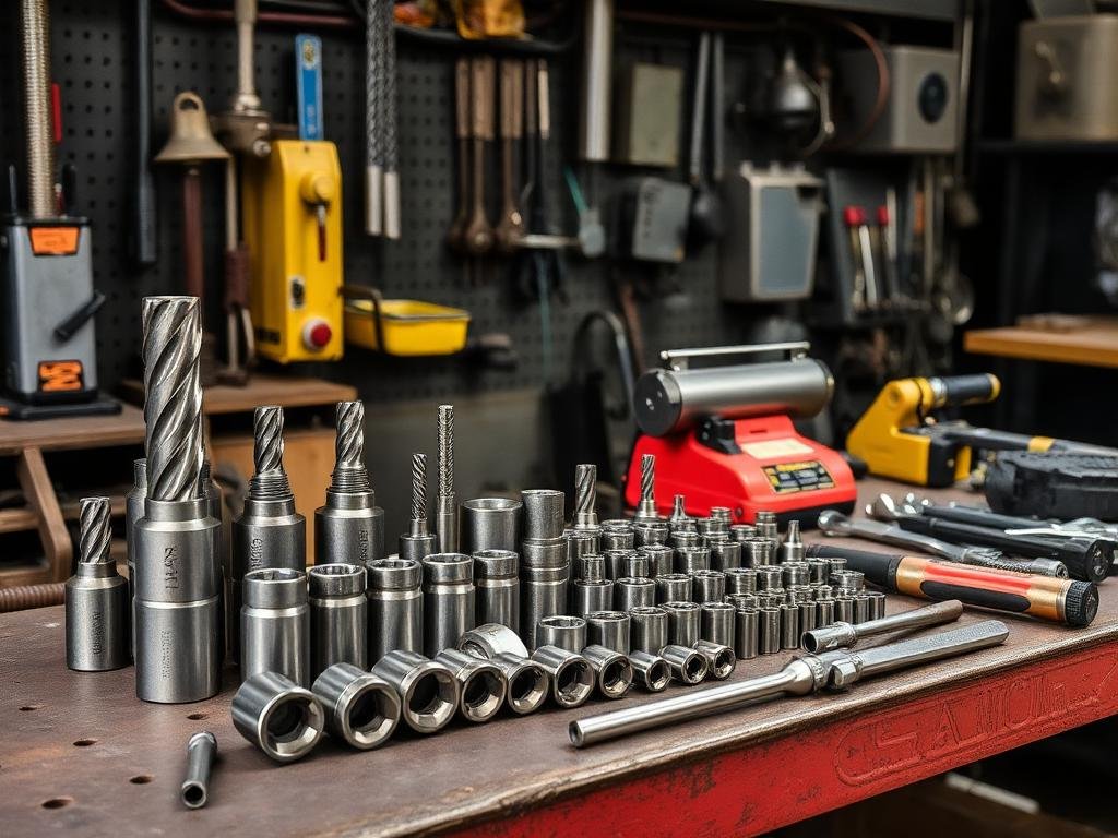 Pipe threading dies, socket sets and hand tools