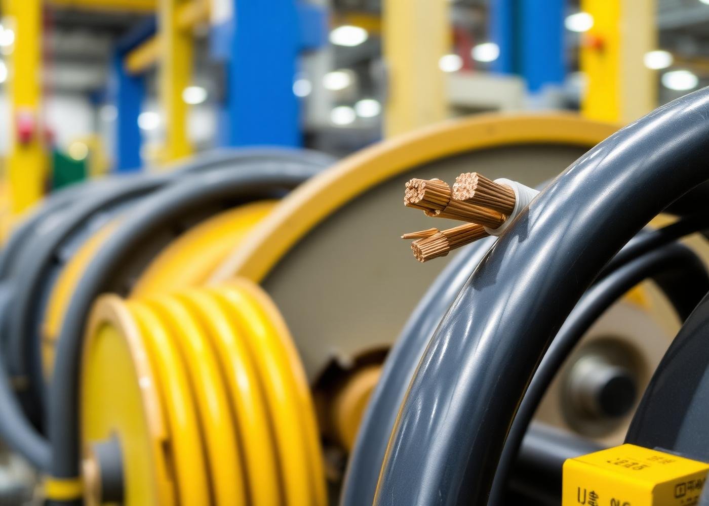 Armoured marine power cables on drums