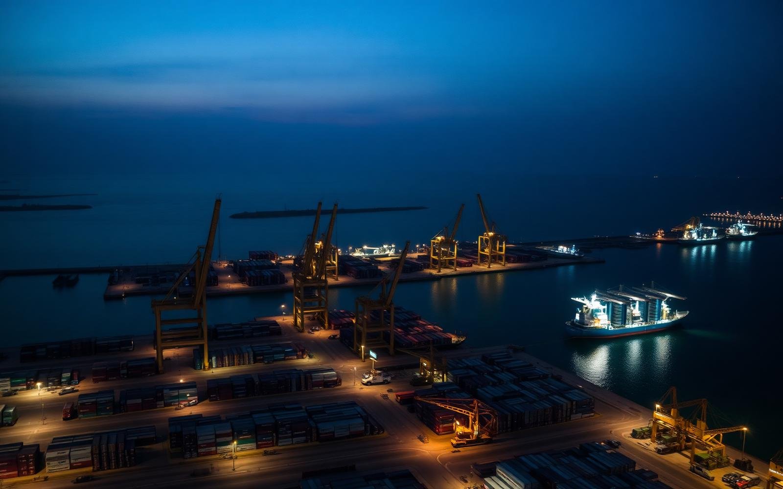 Container terminal with gantry cranes