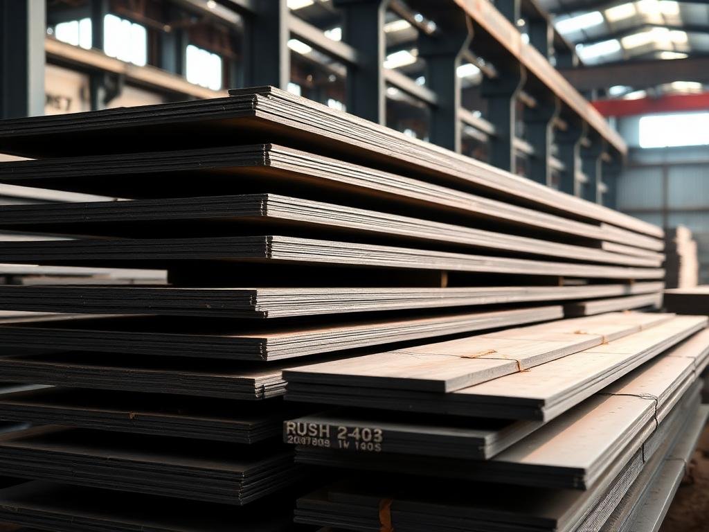 Stacked mild steel plates of varying thickness